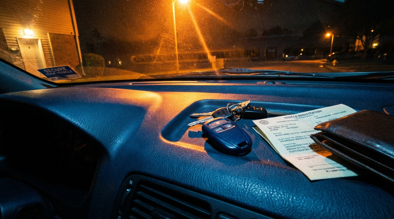 Common garage door security mistakes homeowners make including visible remotes and poor lighting