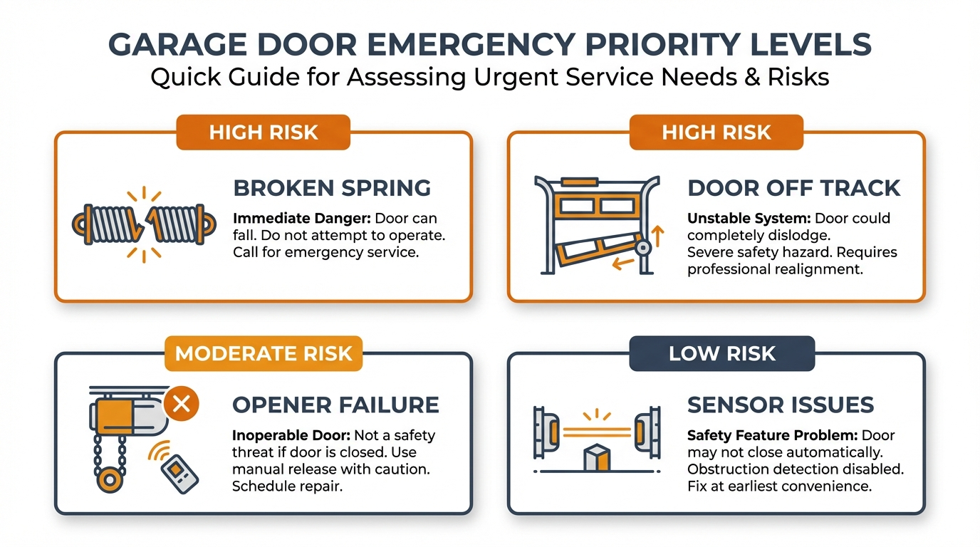 Comparison chart of garage door emergency severity levels