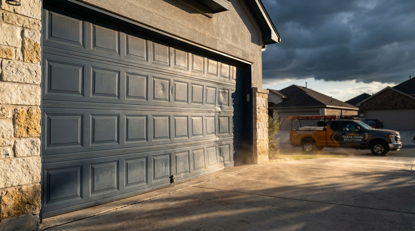 Weather damage effects on garage doors in San Antonio Texas