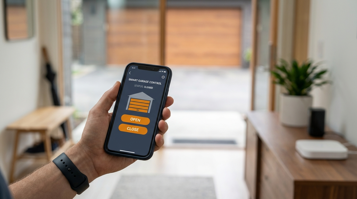 Smart phone controlling garage door opener remotely