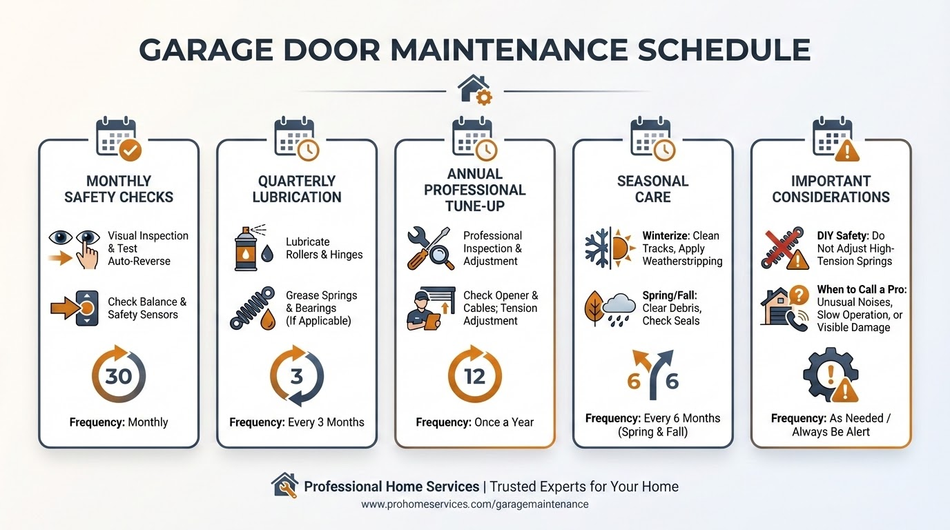 Garage door maintenance frequency schedule