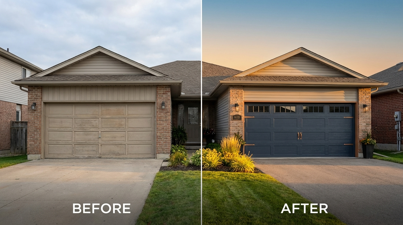 Beautiful new garage door enhancing home curb appeal and value