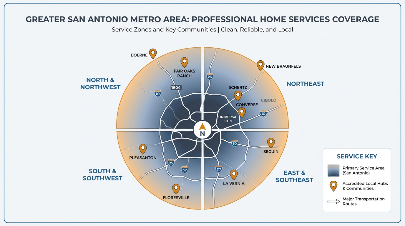 Texas Pros Garage Doors service areas around San Antonio
