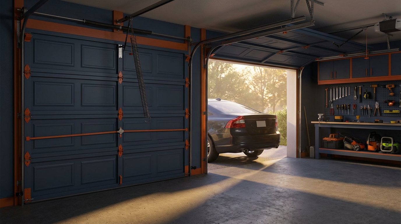 Two-car household garage door scenario showing single vs double door access when one side breaks