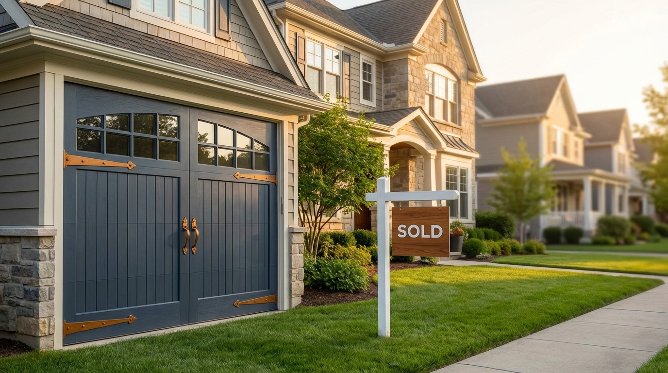 Carriage house garage door enhancing curb appeal and home value in Texas