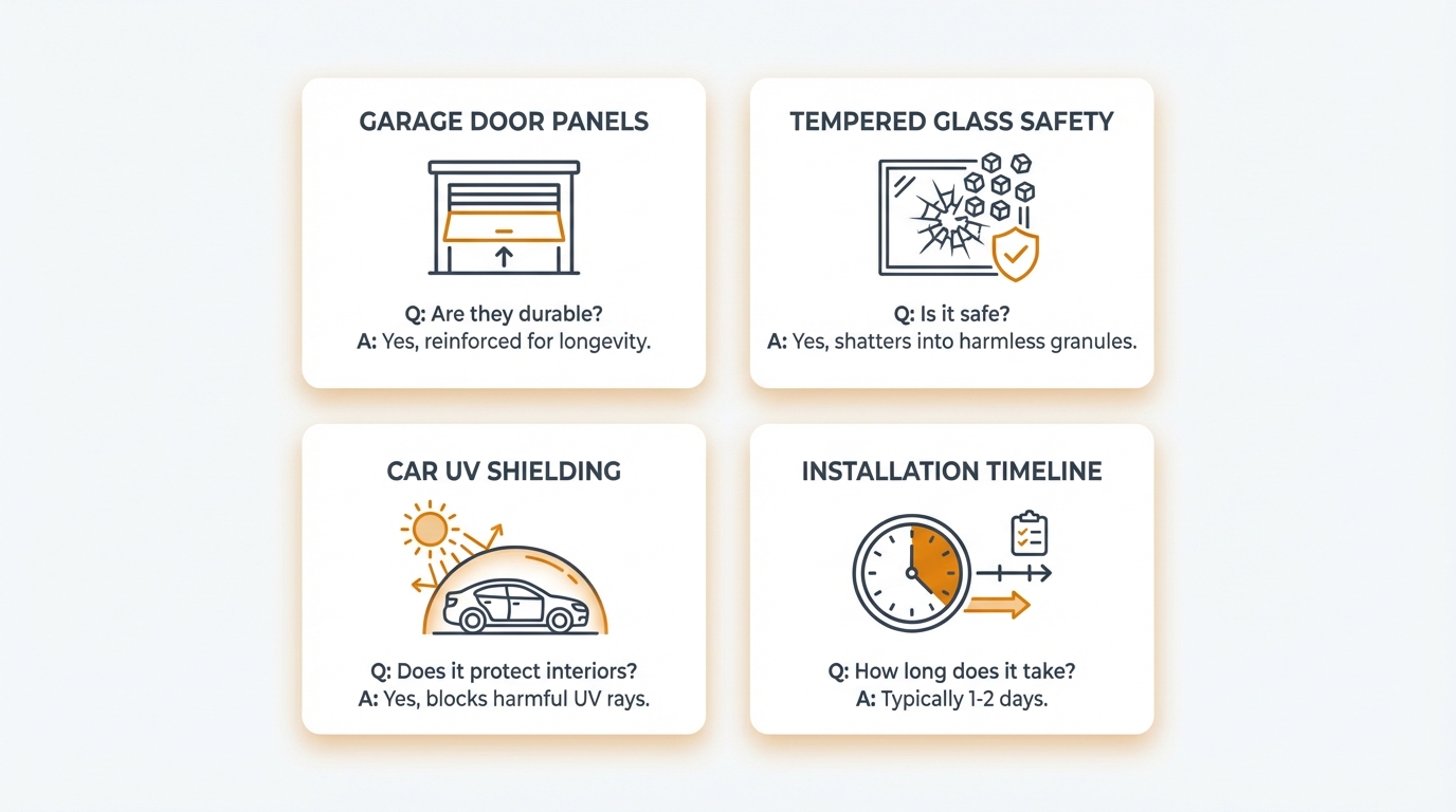 Garage door with windows showing different window count options and placement examples