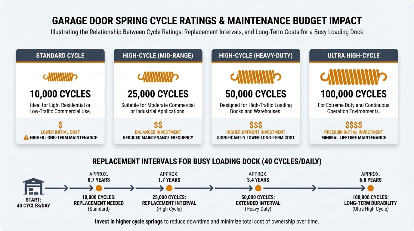 Garage door cycle rating impact on commercial maintenance costs
