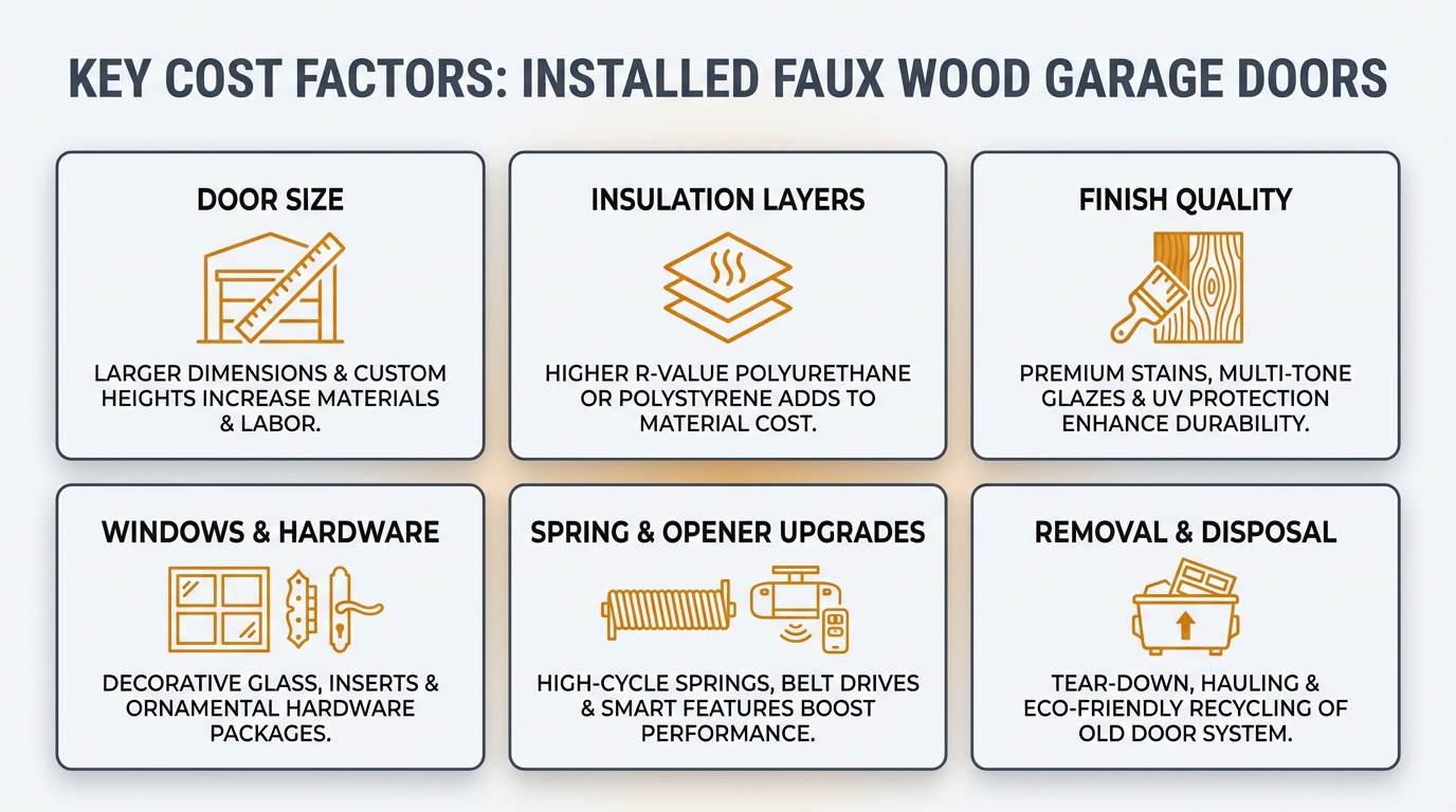 Faux wood garage door installation cost factors and pricing breakdown