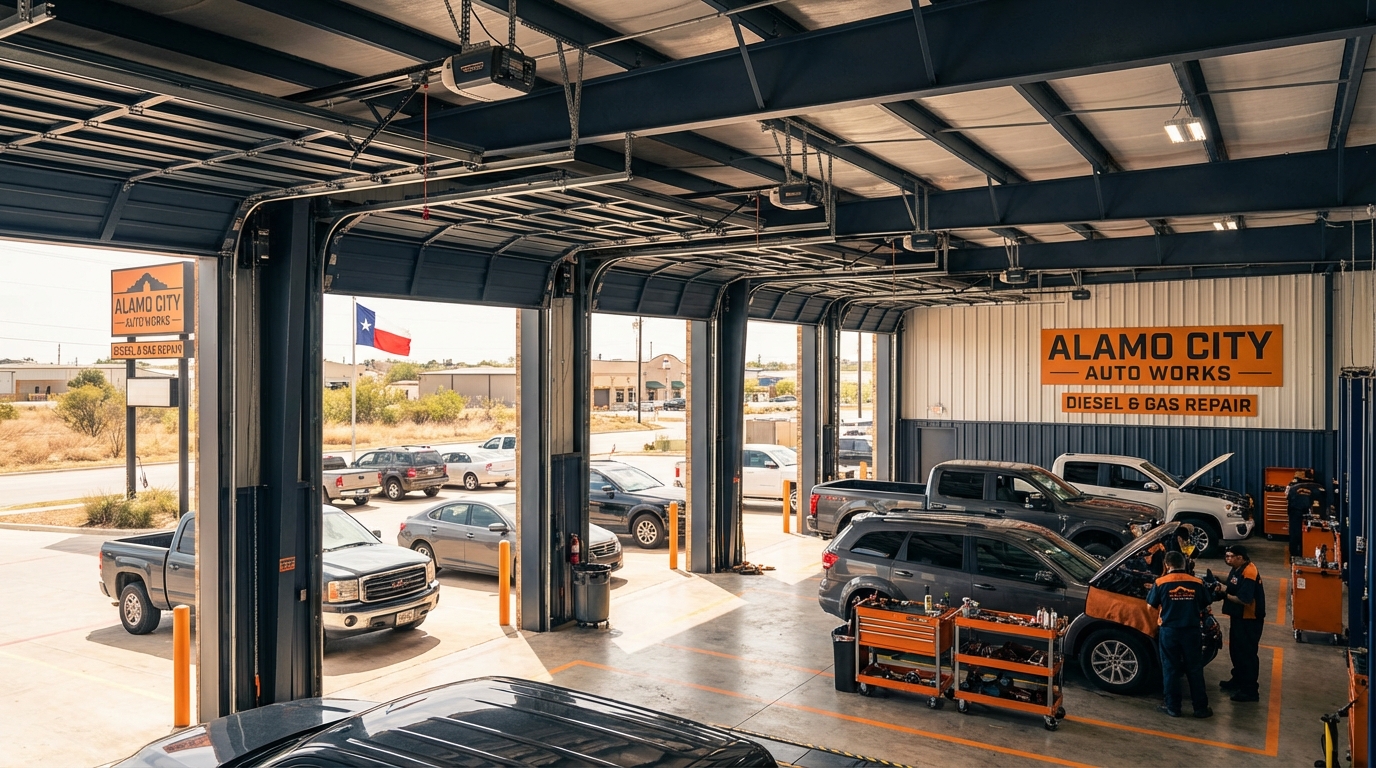 Chain drive garage door opener installed in a commercial facility in San Antonio
