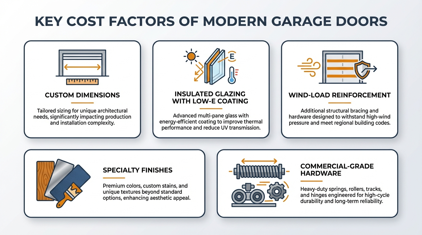 Factors that influence the cost of modern glass and aluminum garage doors