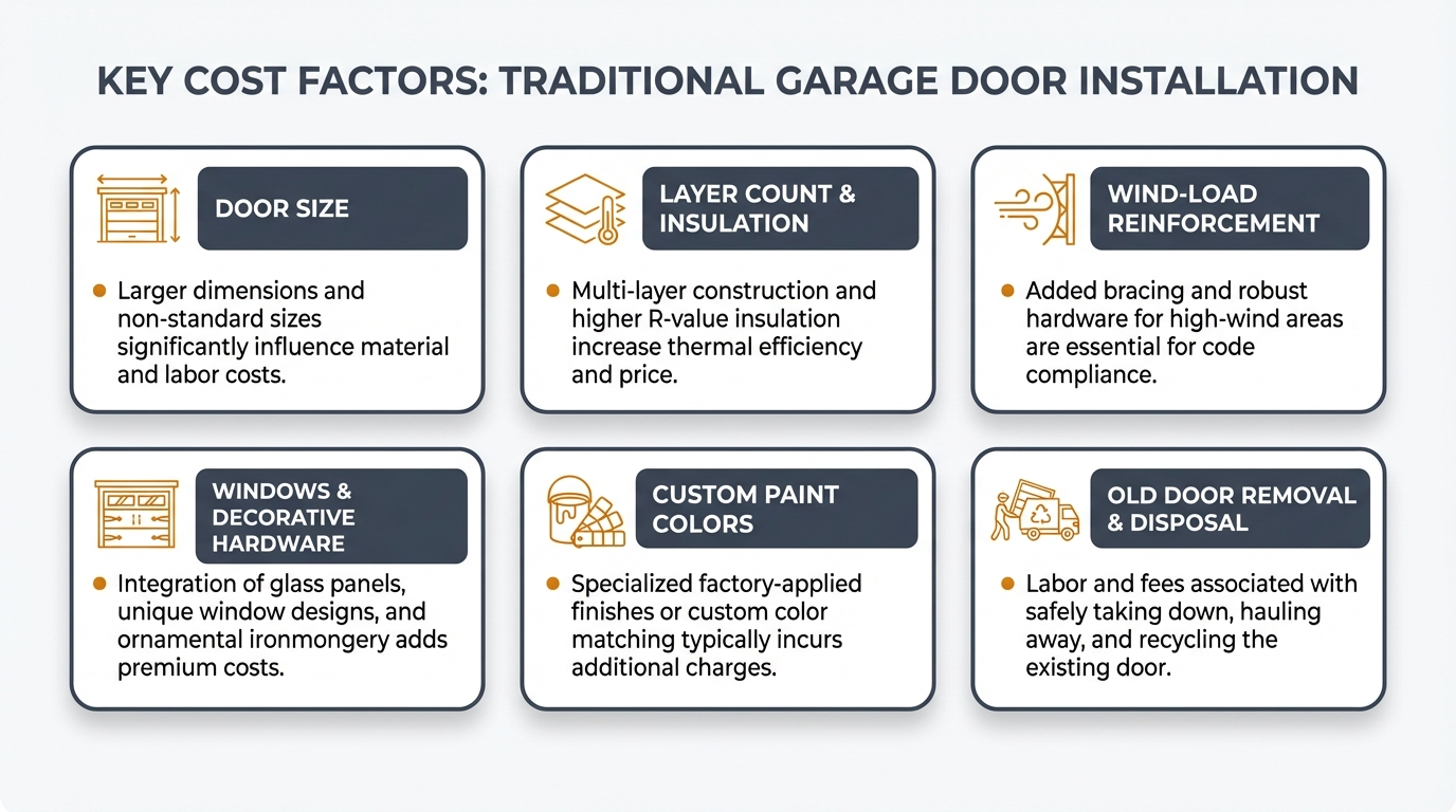 Factors that influence traditional garage door installation pricing in San Antonio