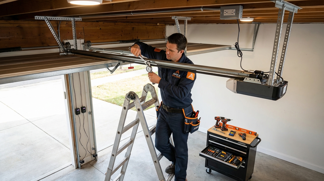 Professional belt drive garage door opener installation by Texas Pros Garage Doors technician in San Antonio