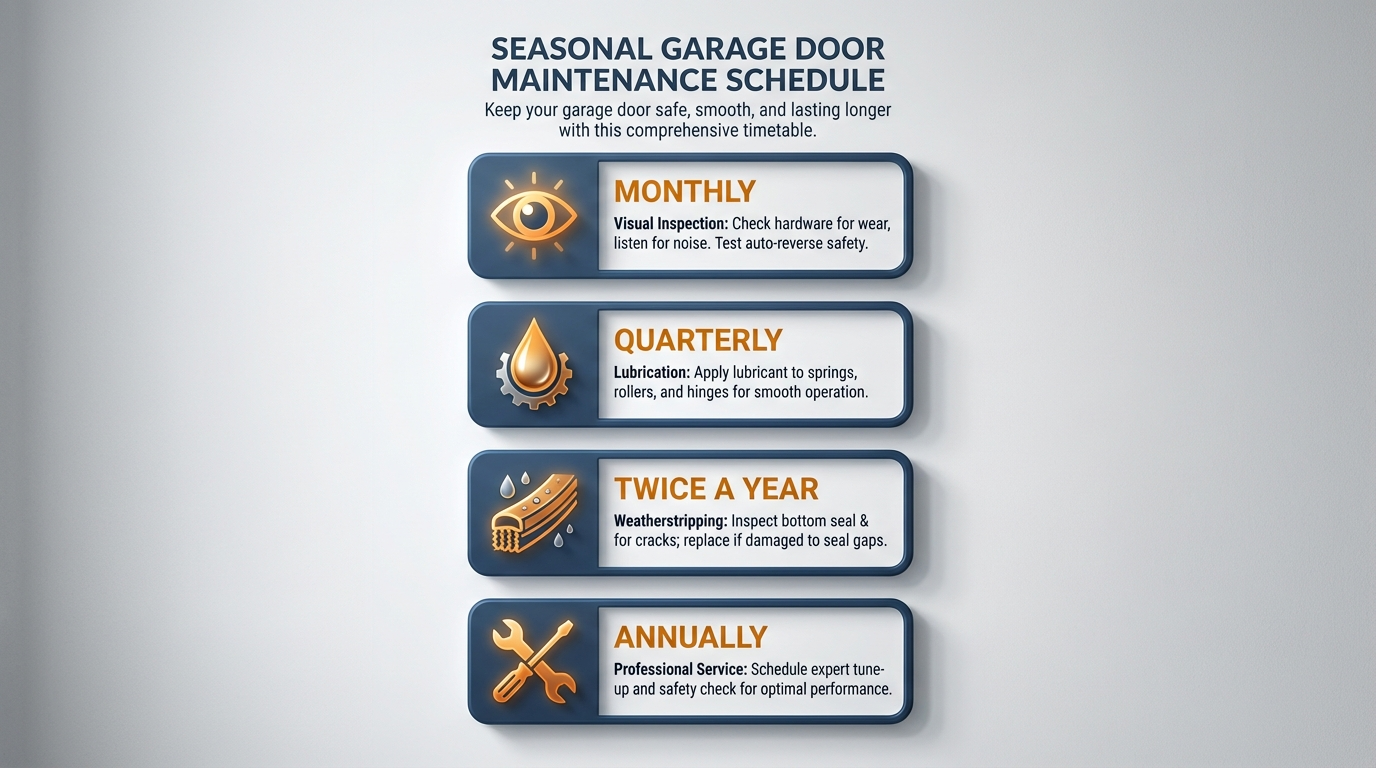 Seasonal maintenance routine checklist for sectional garage doors in Texas